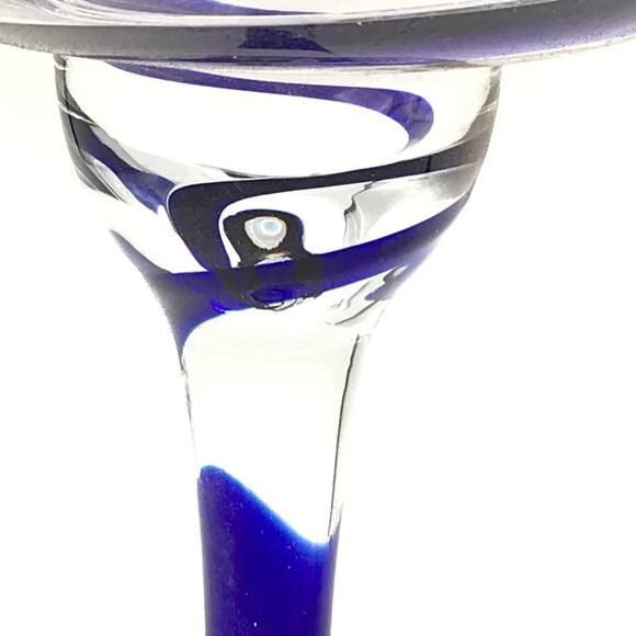 Vintage Pier 1 Blue Swirl Margarita Glasses Set of 2- Size 7" Tall x 5" Diameter - Picture 9 of 12